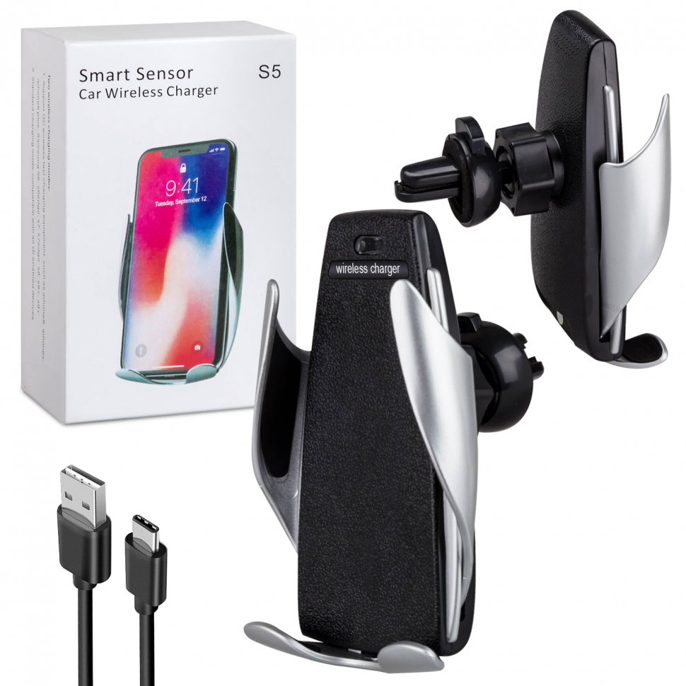 *Автодержатель S5 с беспроводной зарядкой 10W