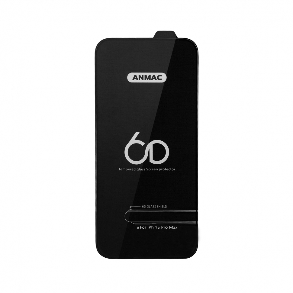 Защитное стекло iPhone 15 Pro Max Anmac 6D Black без упаковки Арт.1137445 (10 шт./уп.)