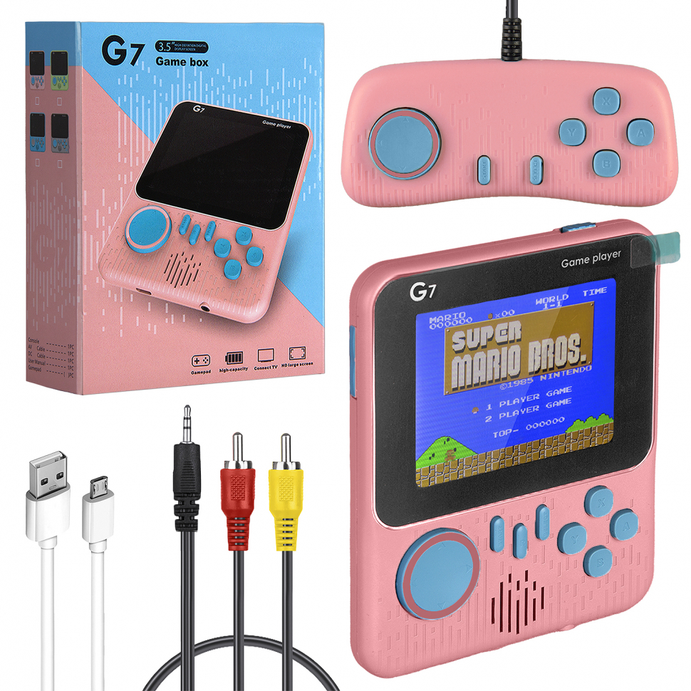 Игровая приставка G7 розовая 3.5”  для 2 пользователей (100шт/кор)