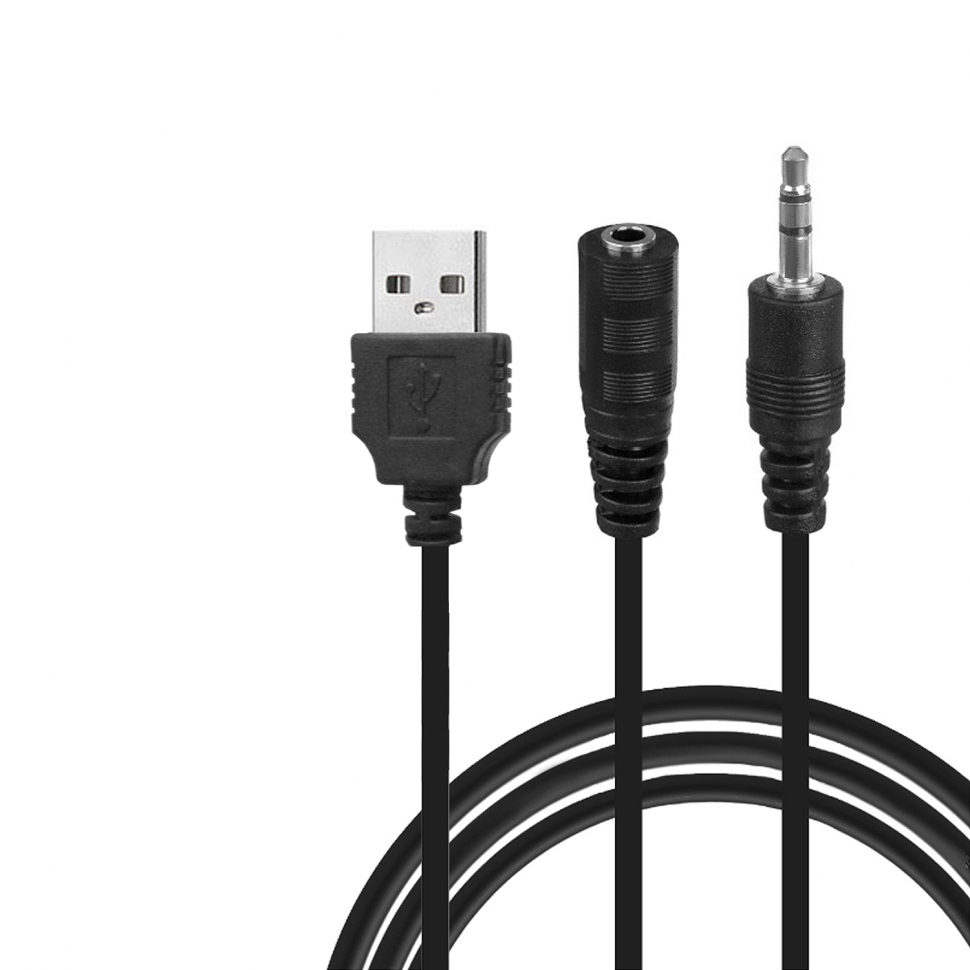 Переходник USB+ Jack 3.5 на AUX (мама) 25см РАСПРОДАЖА