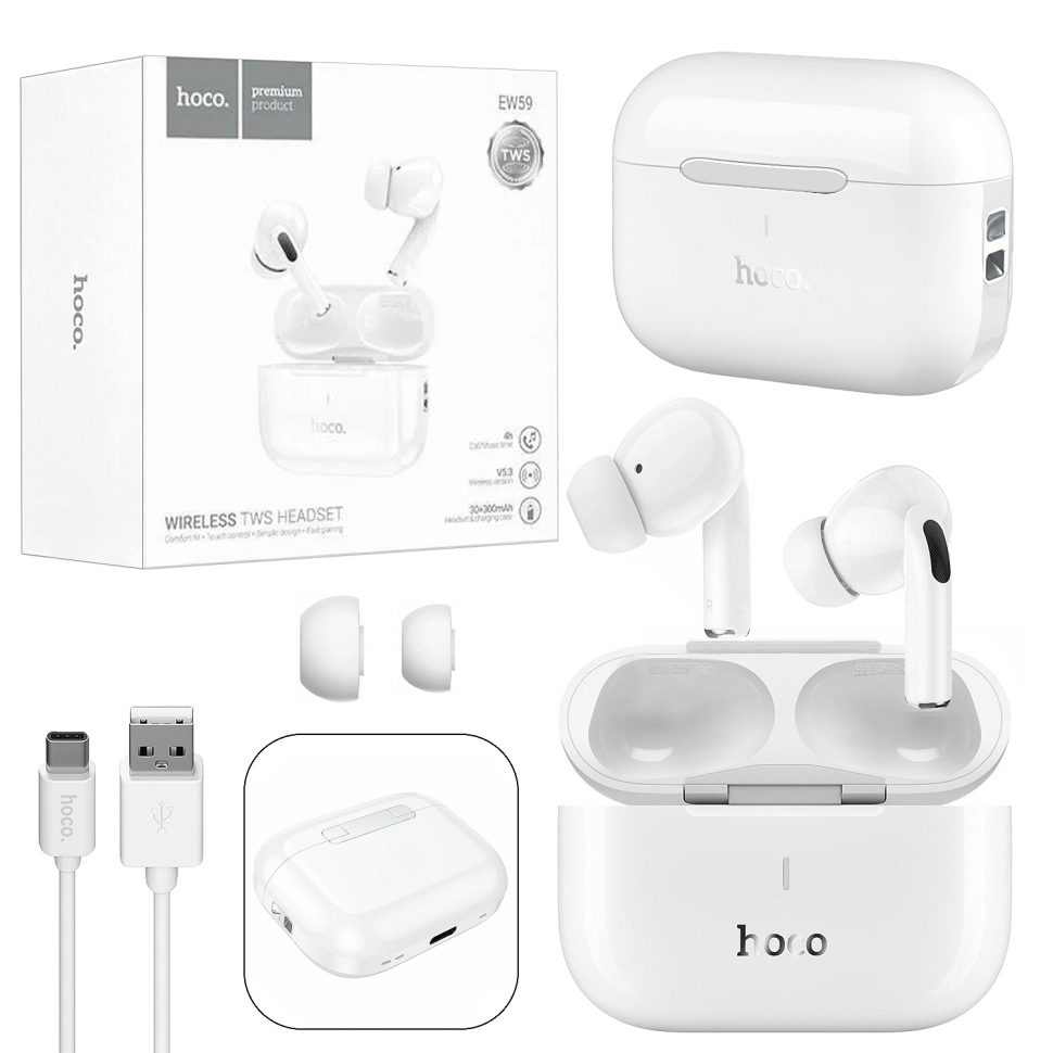 Гарнитура EW59 Bluetooth True Wireless Stereo Headset HOCO белая