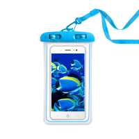 Чехол влагоустойчивый max 6,7&quot; светящийся голубой