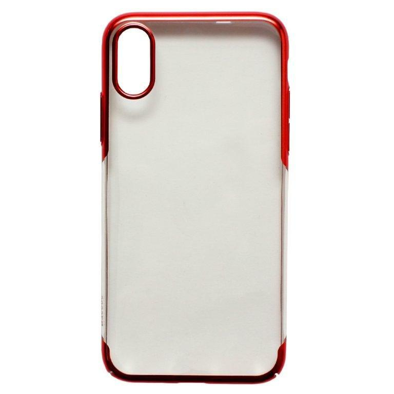 Чехол iPhone XS Baseus Glitter Case с рамкой красный
