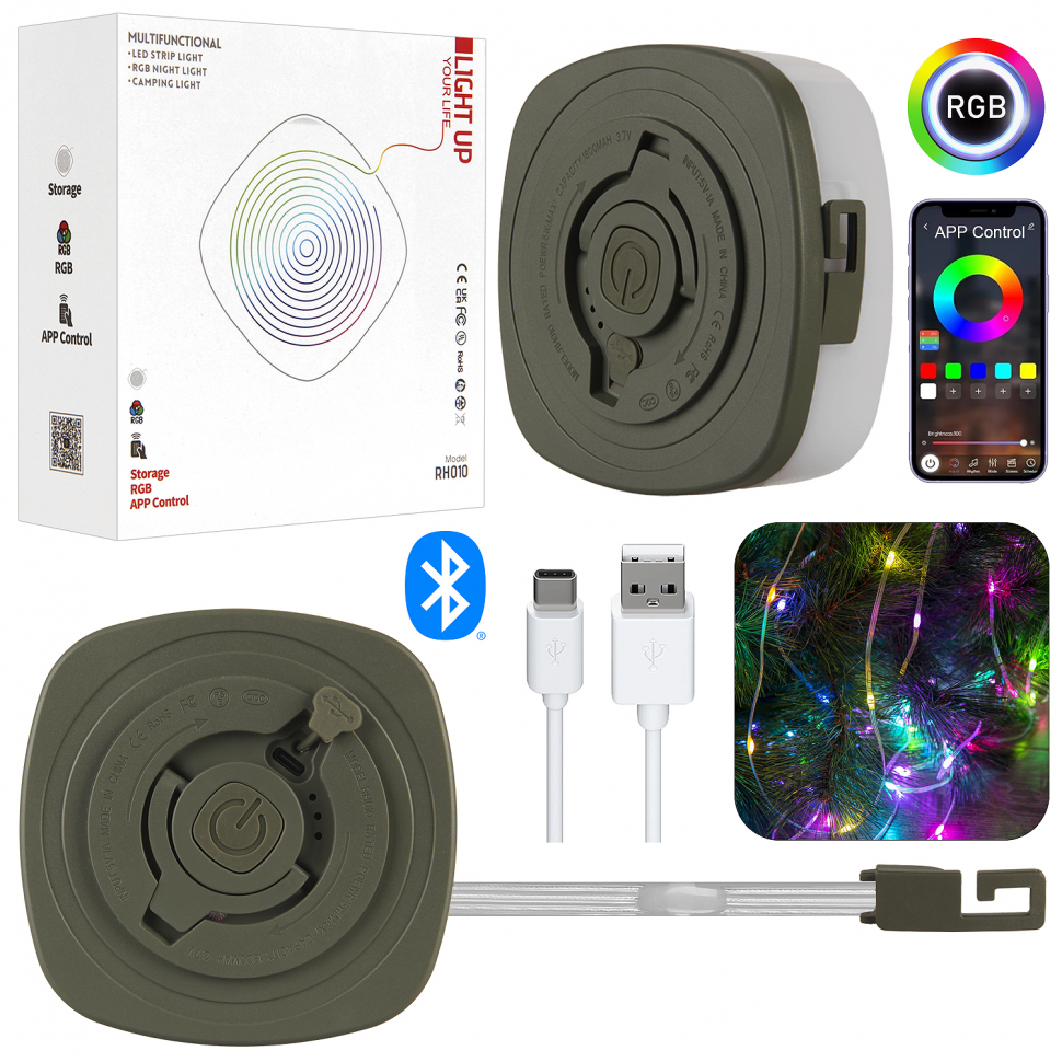 Умная гирлянда RH010 5m RGB хаки (48шт/кор)