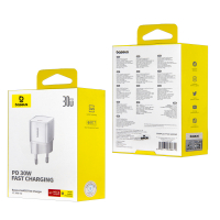 Переходник СЗУ на Type-C 30W GAN5S P10162504213-00 Baseus белый