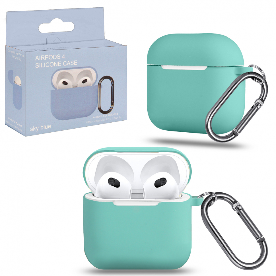 Чехол Airpods 4 с карабином №16 sky blue