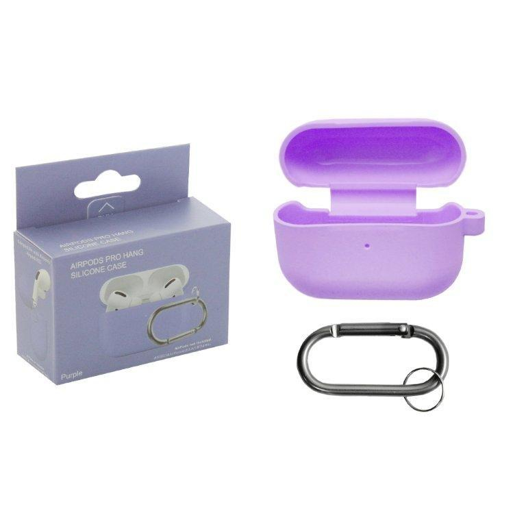 Чехол Airpods Pro Hang Silicon Сase с карабином Purple
