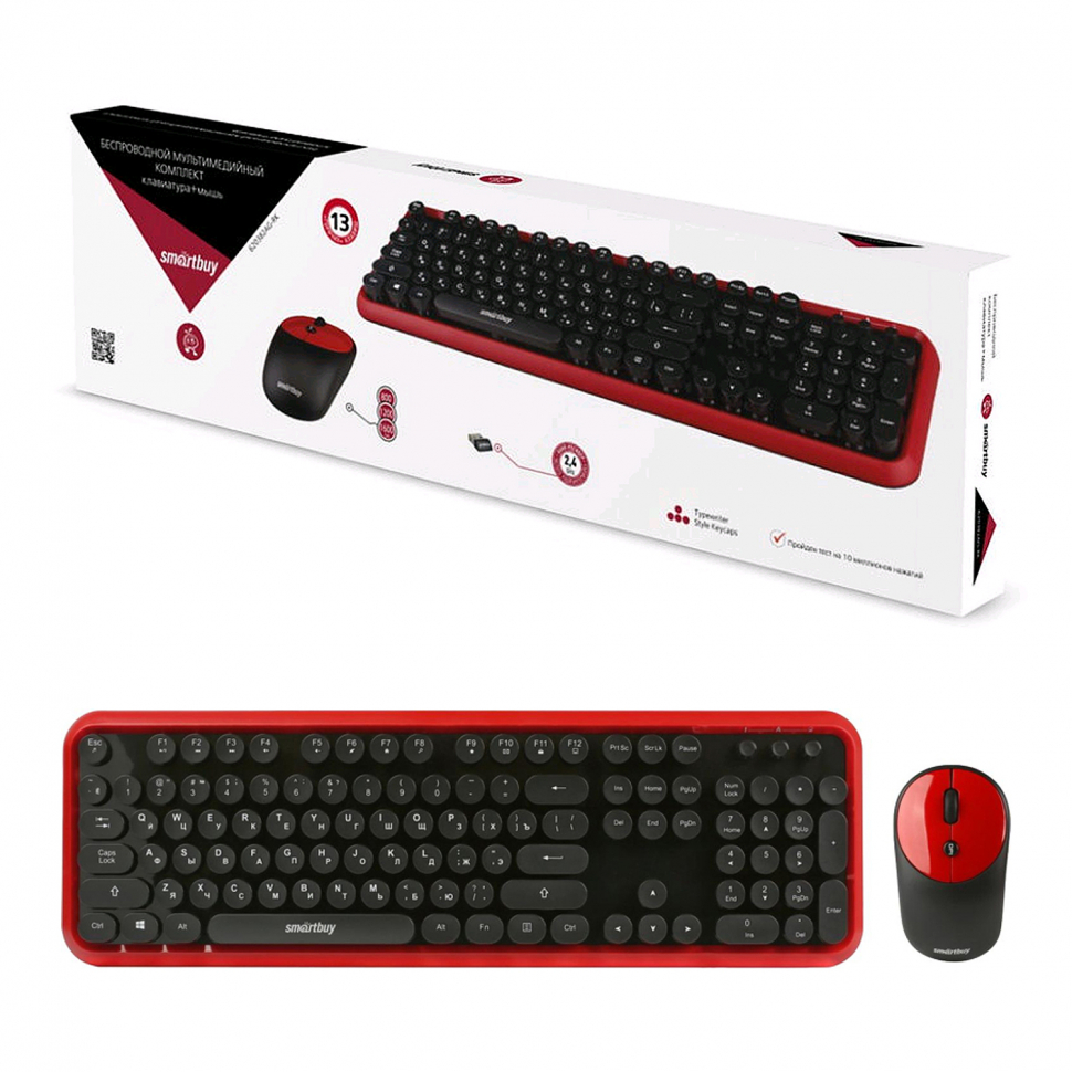 Мультимедийный комплект клавиатура+мышь Smartbuy черно-красный (620382AG-RK) /20