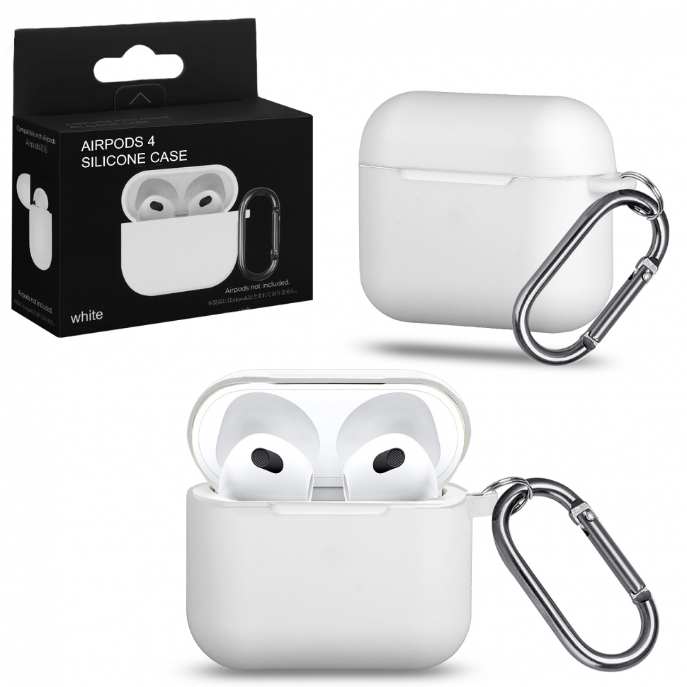 Чехол Airpods 4 с карабином №11 white