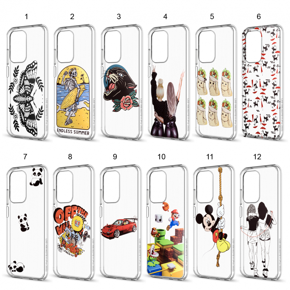 Чехол Xiaomi Poco F3 TPU 1.0mm прозрачный с принтами