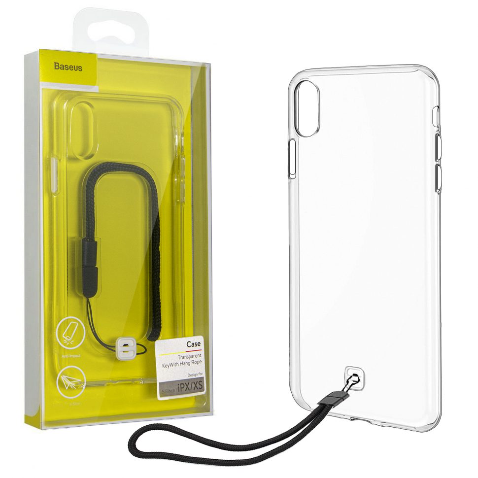 Чехол iPhone XS Baseus Transparent KeyWith Hang Rope Aurora прозрачный