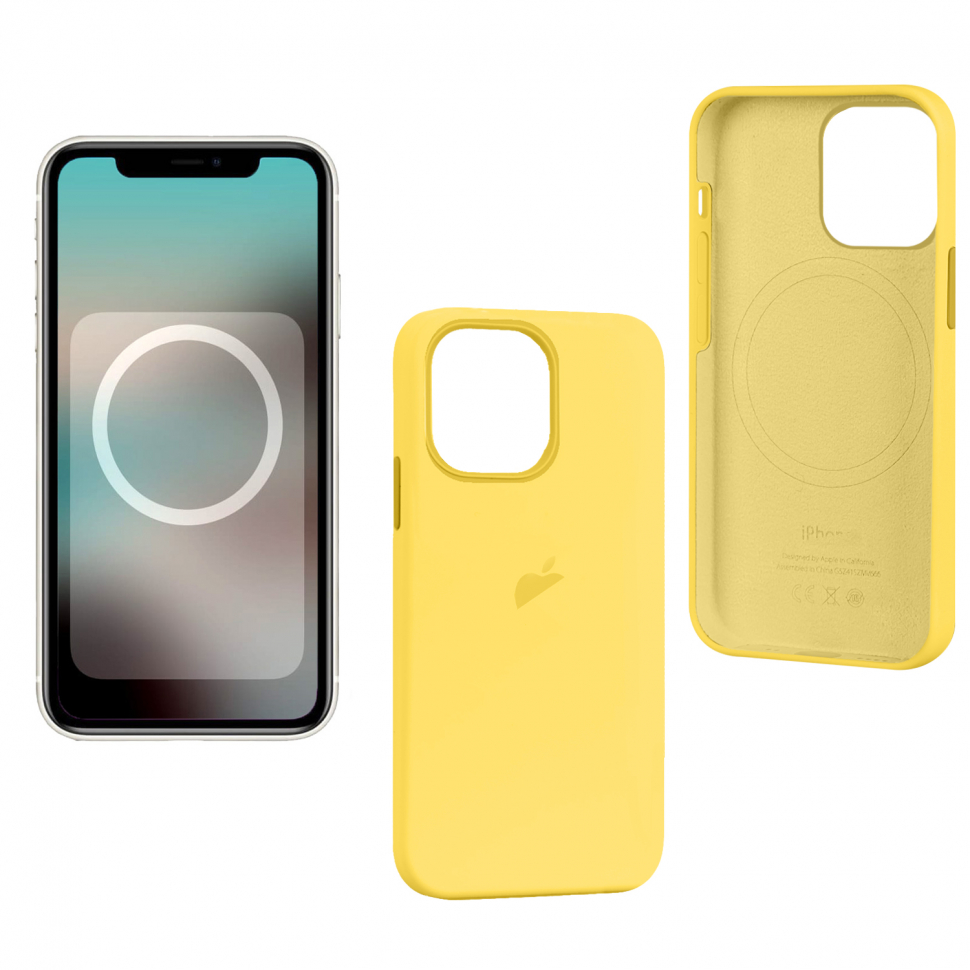 Чехол iPhone 13 Pro Silicon Case  Lemon Zest (MagSafe + анимация NFC) c LOGO