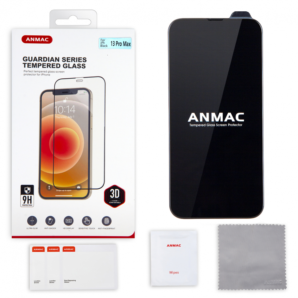 Защитное стекло iPhone 13 Pro Max 3D ANMAC черный Арт. 1137224