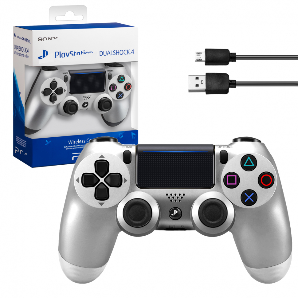 *Джойстик PS4 DualShock беспроводной серебро
