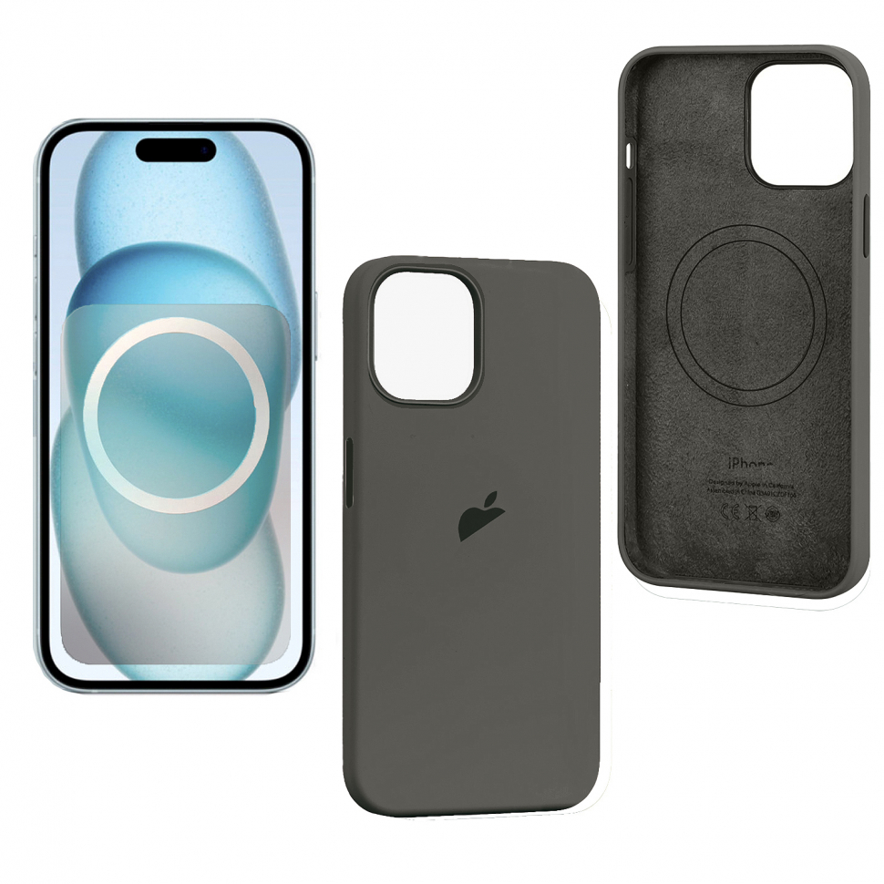 Чехол iPhone 15 Plus Silicon Case  (MagSafe + анимация NFC) c LOGO Clay