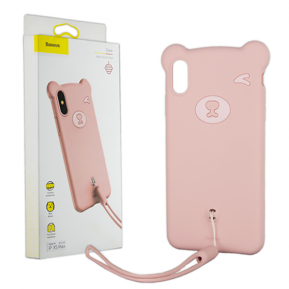 Чехол iPhone XS Max Baseus Bear Silicone Case розовый