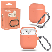 Чехол Airpods 1/2 Hang Silicon Case с карабином Papaya