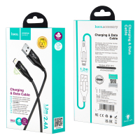 *Кабель U93 USB на Lightning 1M 2.4А светящийся HOCO черный