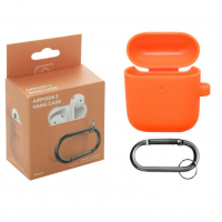 Чехол Airpods 1/2 Hang Silicon Case с карабином Peach