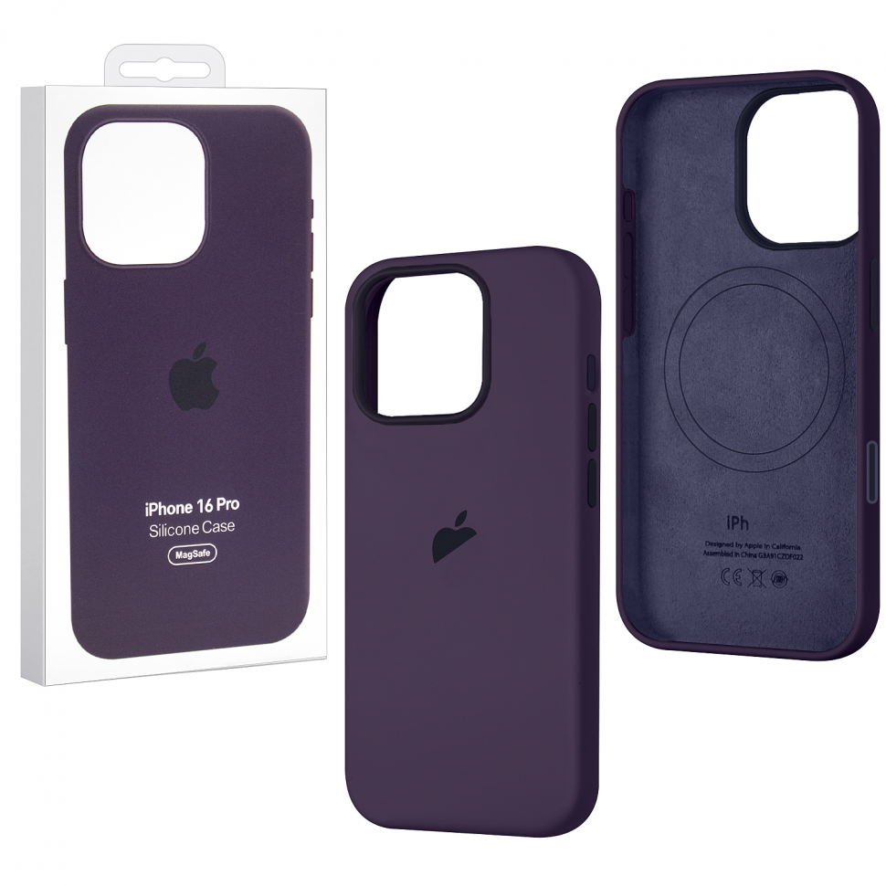 Чехол iPhone 16 Pro Silicon Case  (MagSafe + анимация NFC Clear) c LOGO Purple