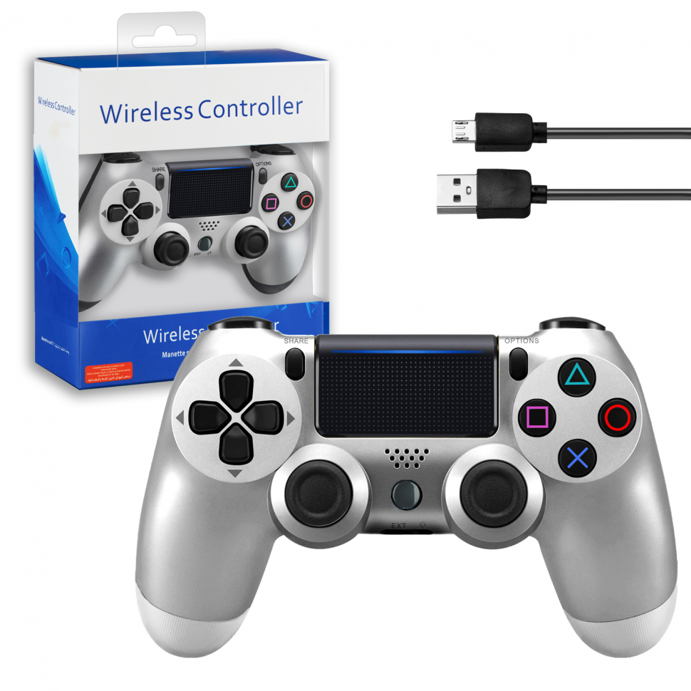 Джойстик PS4 DualShock беспроводной AA  серебро (no logo)