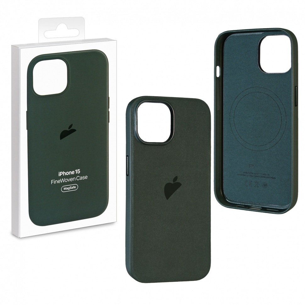 Чехол iPhone 15 Fine Woven Case  Evergreen (MagSafe + анимация NFC Clear) c LOGO