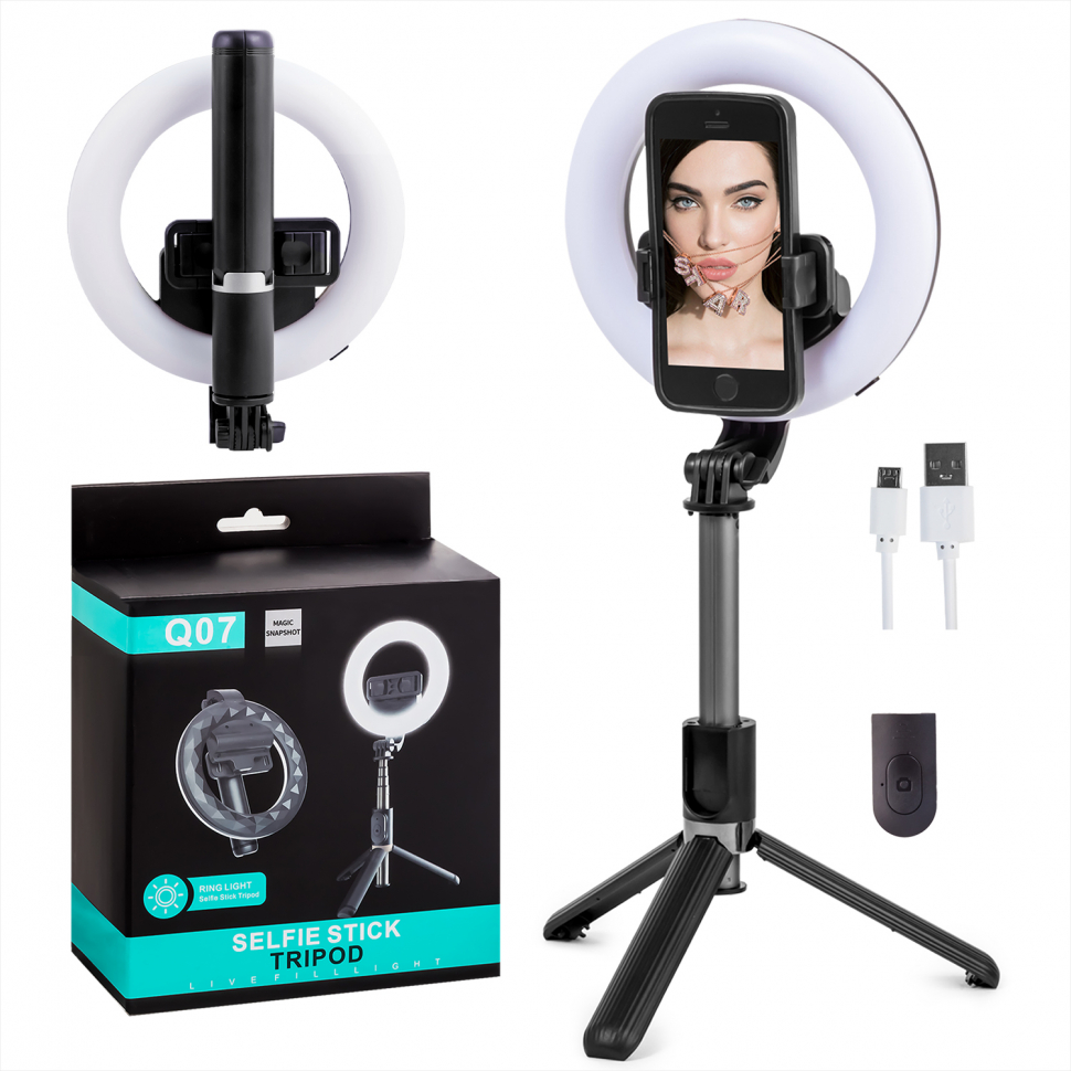 *Селфи кольцо 16См на триподе с пультом Model Q07 (1200 mah)