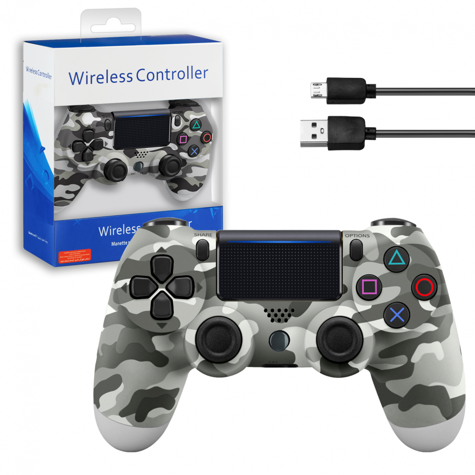 Джойстик PS4 DualShock беспроводной AA хаки серый (no logo)