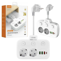 Сетевой фильтр на 2 розетки + 3 USB 2500W SC2435 LDNIO (30шт/кор)