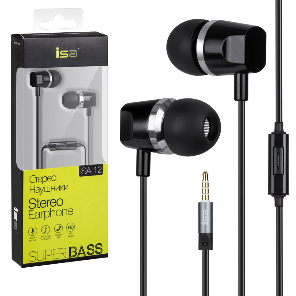 Наушники ISA-12 Кнопка ответа + микрофон ISA