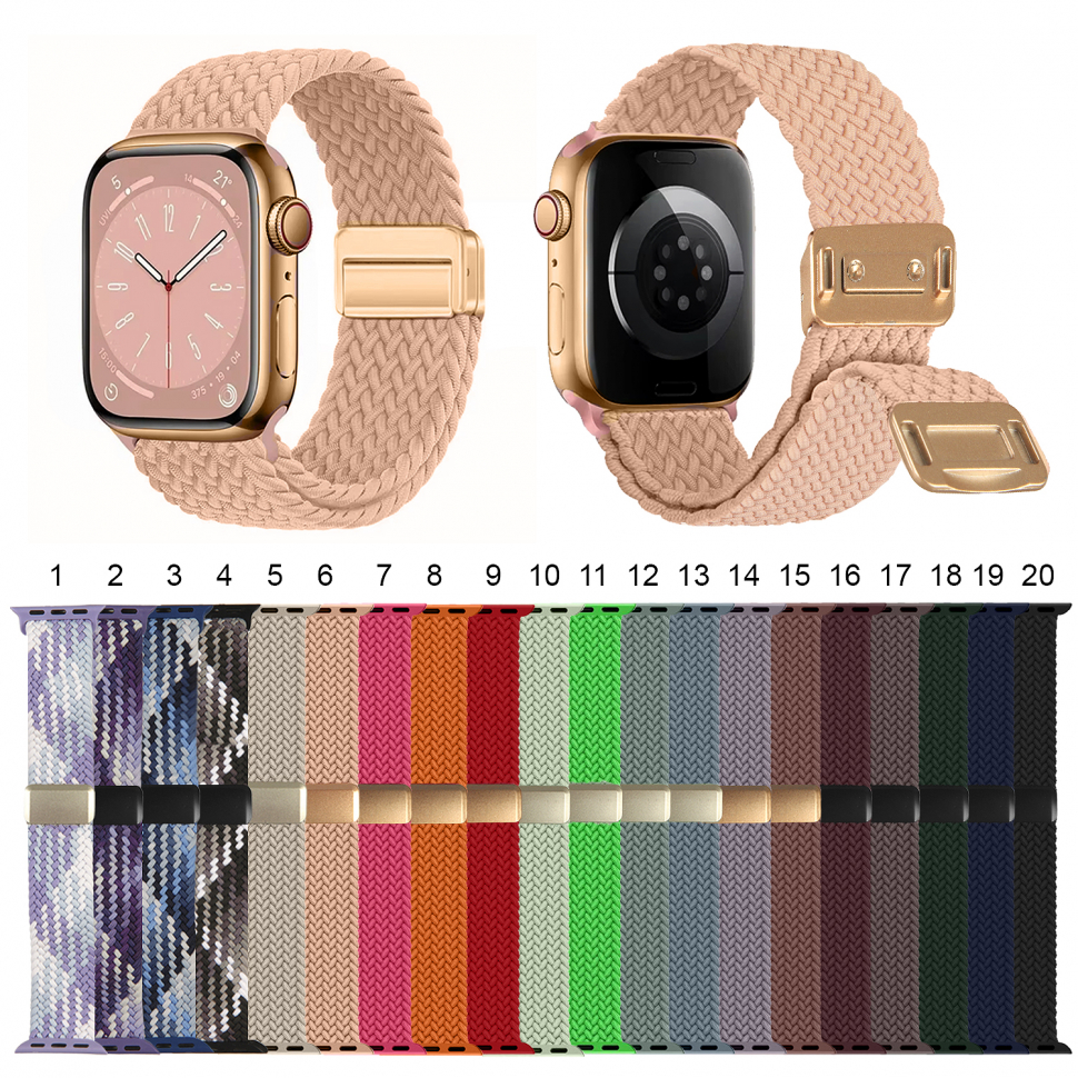 Ремешок для Apple Watch 38/40/41/42mm плетеный нейлоновый в ассортименте