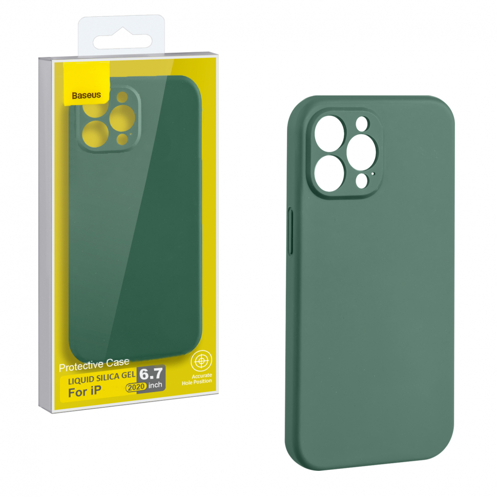 Чехол iPhone 12 Pro Max (6.7) Baseus Silicone Case с защитой камеры Green