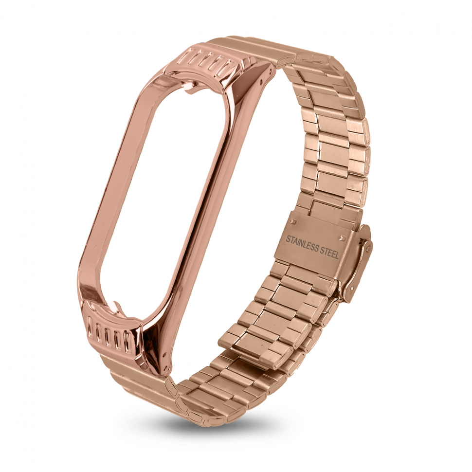 Ремешок для Mi Band 5 Milanese розовое золото (Rose Gold) #12