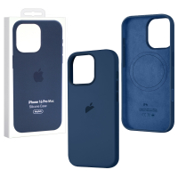 Чехол iPhone 16 Pro Max Silicon Case  (MagSafe + анимация NFC Clear) c LOGO Dark Blue
