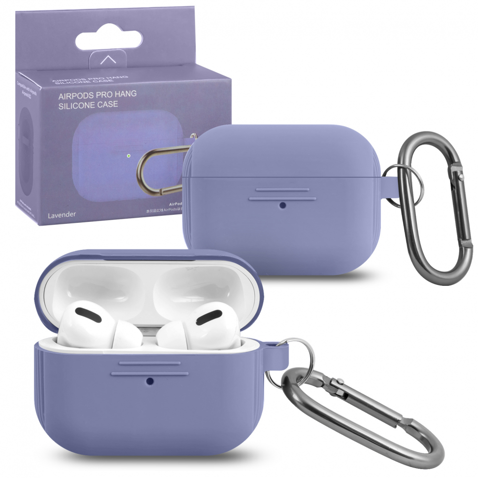 Чехол Airpods Pro Hang Silicon Сase с карабином  LE lavender