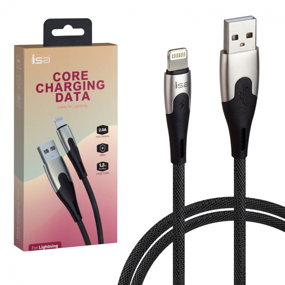 *Кабель S21 USB на Lightning 1.2m 2A Core ISA черный