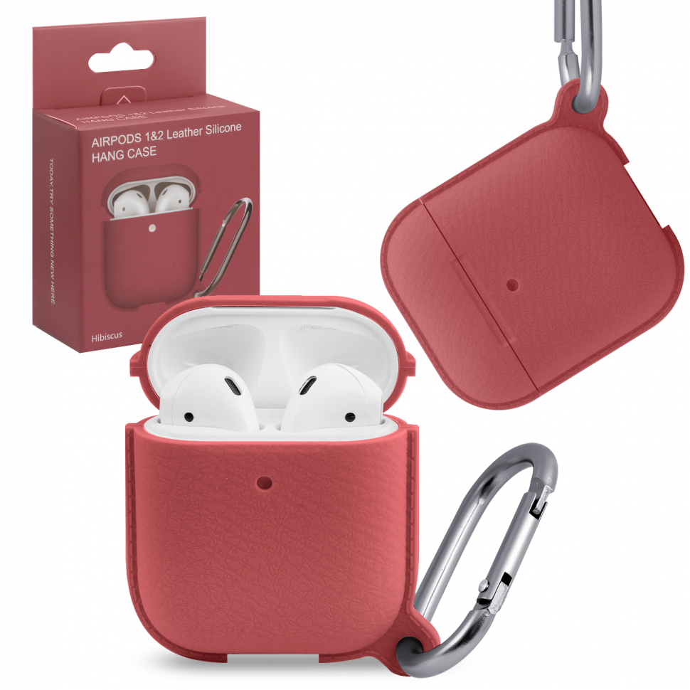 Чехол Airpods 1/2 leather Silicone Hibiscus