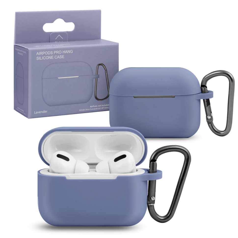 Чехол Airpods Pro Hang Silicon Сase с карабином   SL lavender