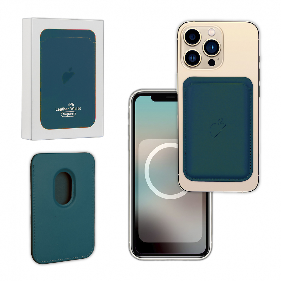 Чехол Leather Wallet Indigo Blue iPhone 12/12 Pro/12 Pro Max/12 Mini (Анимация NFC Clear) с лого