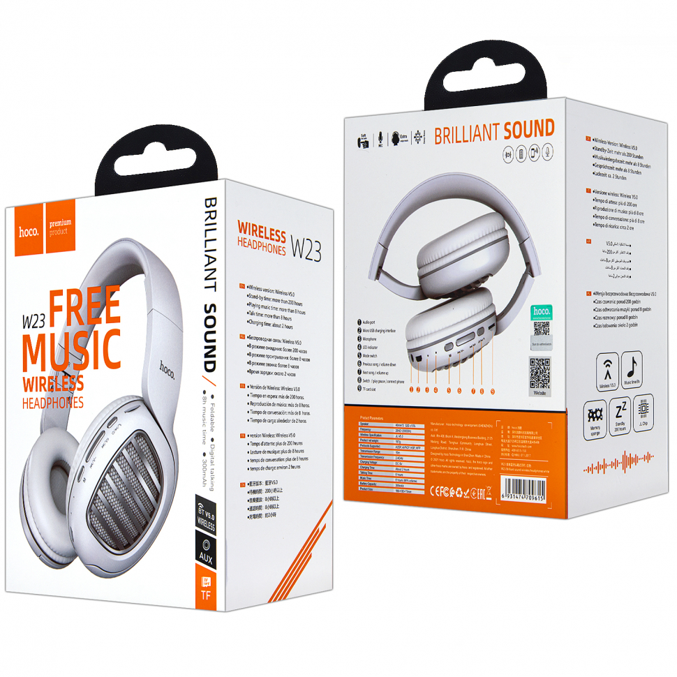 Наушники W23 Bluetooth Brilliant HOCO белые