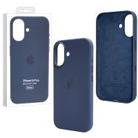 Чехол iPhone 16 Plus Silicon Case  (MagSafe + анимация NFC Clear) c LOGO Denim