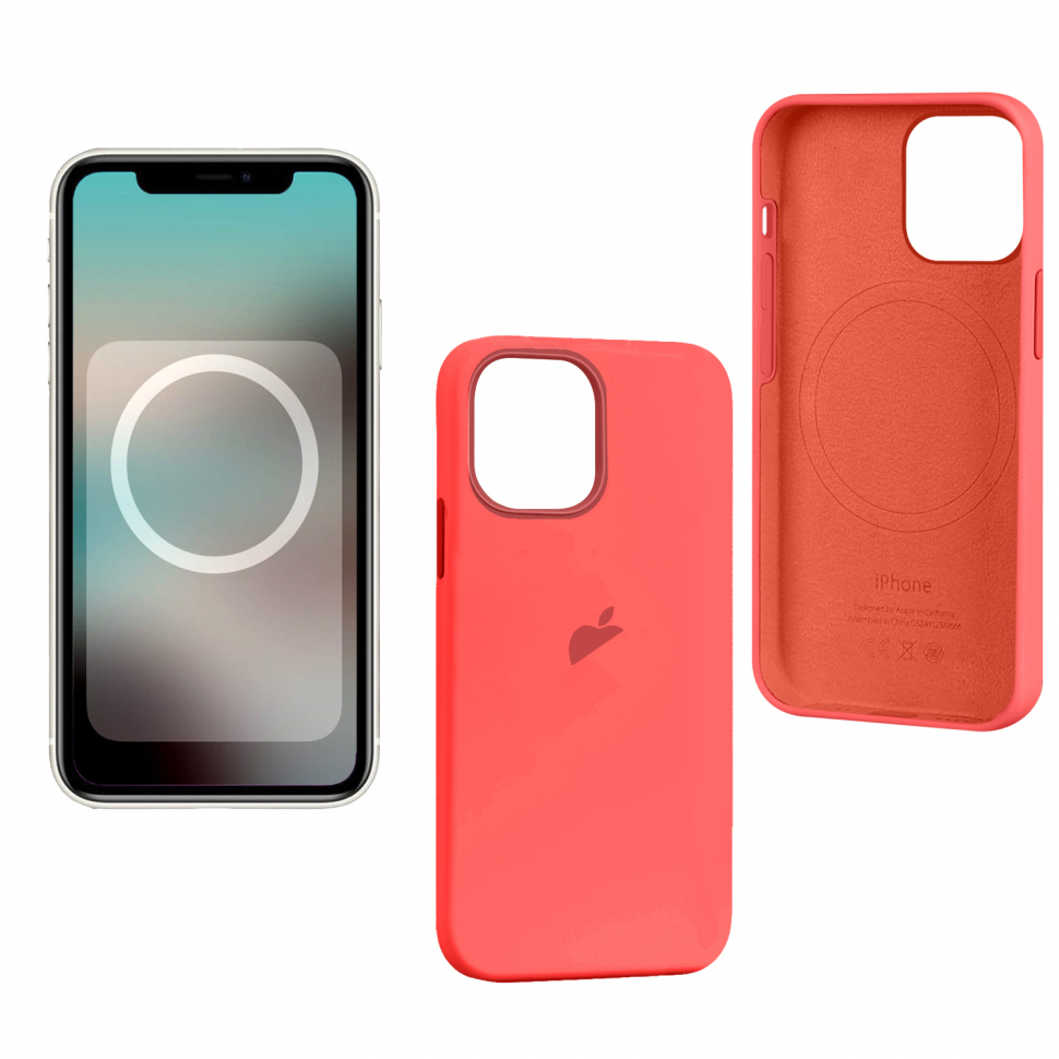 Чехол iPhone 13 Pro Max Silicon Case  Pink Pomelo (MagSafe + анимация NFC) c LOGO