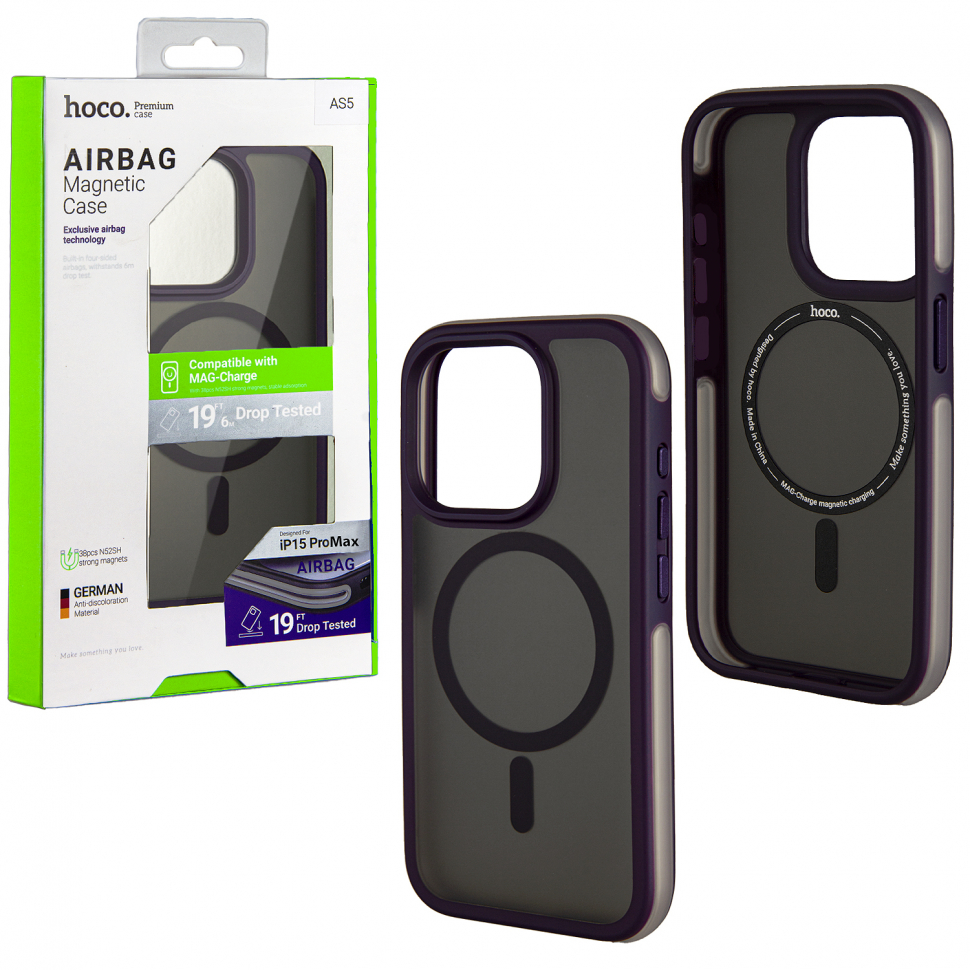 Чехол iPhone 15 Pro Max Hoco AS5 Airbag Magnetic Case (Purple)