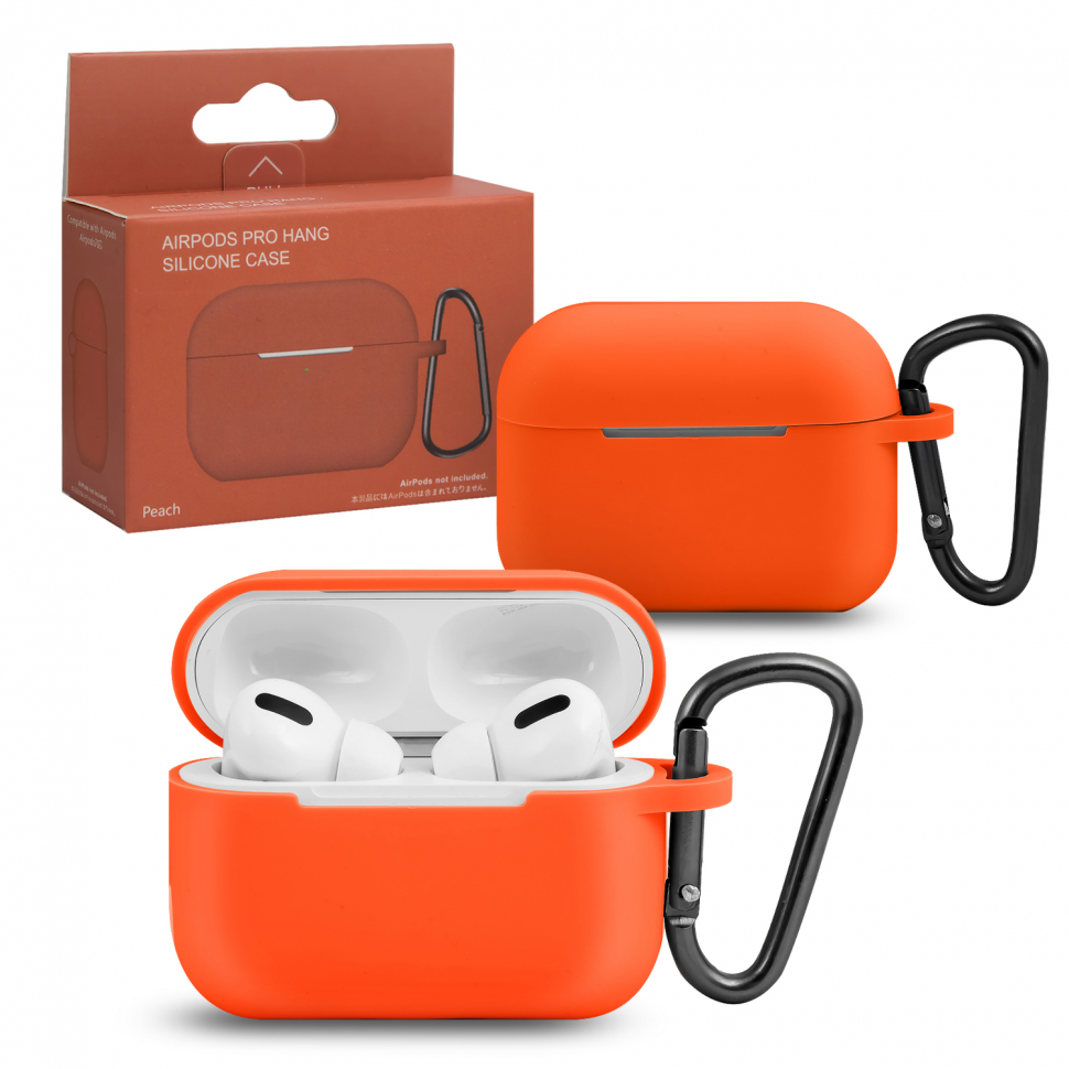 Чехол Airpods Pro Hang Silicon Сase с карабином   SL peach