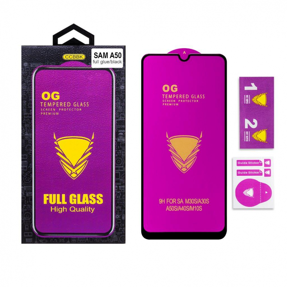 Защитное стекло Samsung A20/A30/A50/M21/M31 OG 3D черное