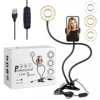 Селфи кольцо 8.5см с держателем 360° черное (40 шт./кор)