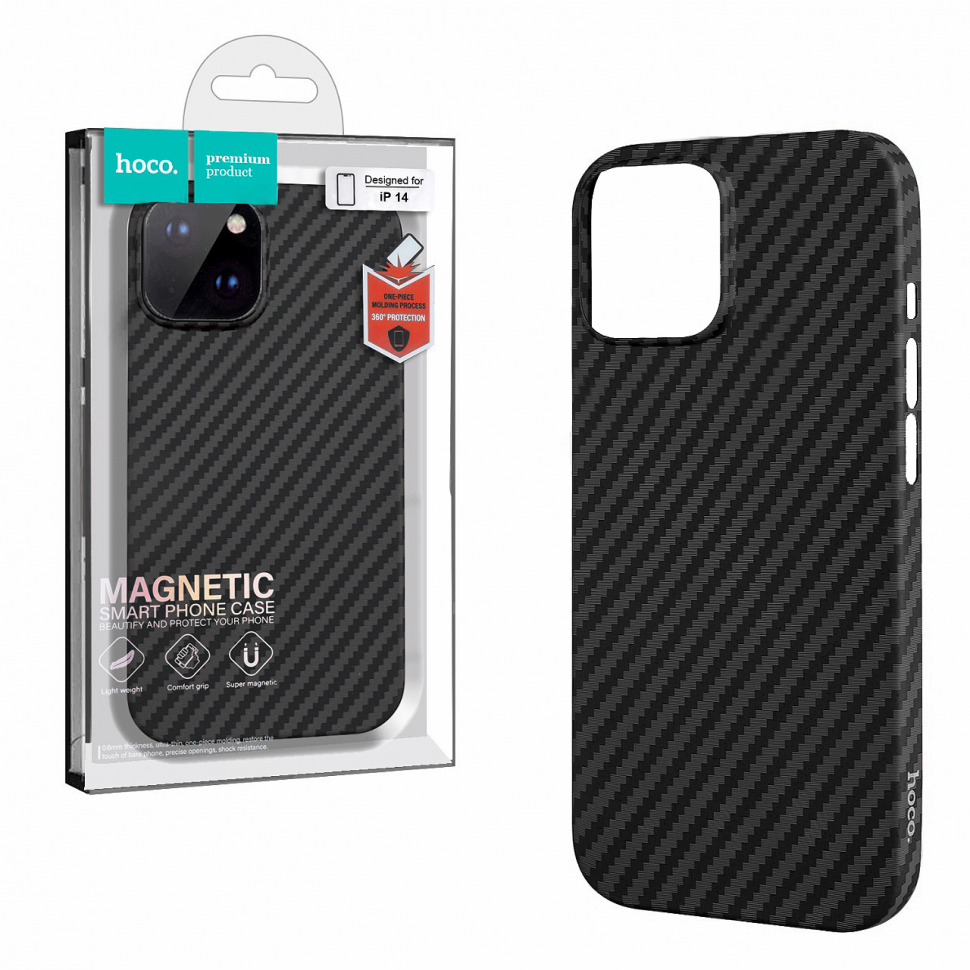 Чехол iPhone 14 (6.1) Hoco Carbon Ultra-Thin MagSafe Black