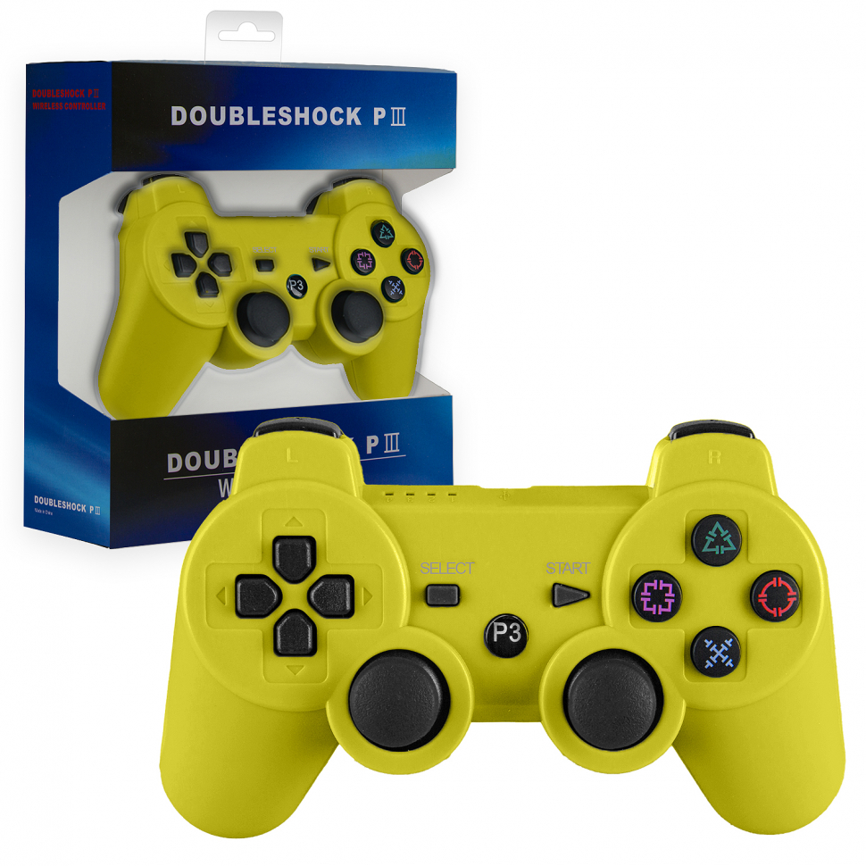Джойстик PS3 (Bluetooth) беспроводной желтый no logo
