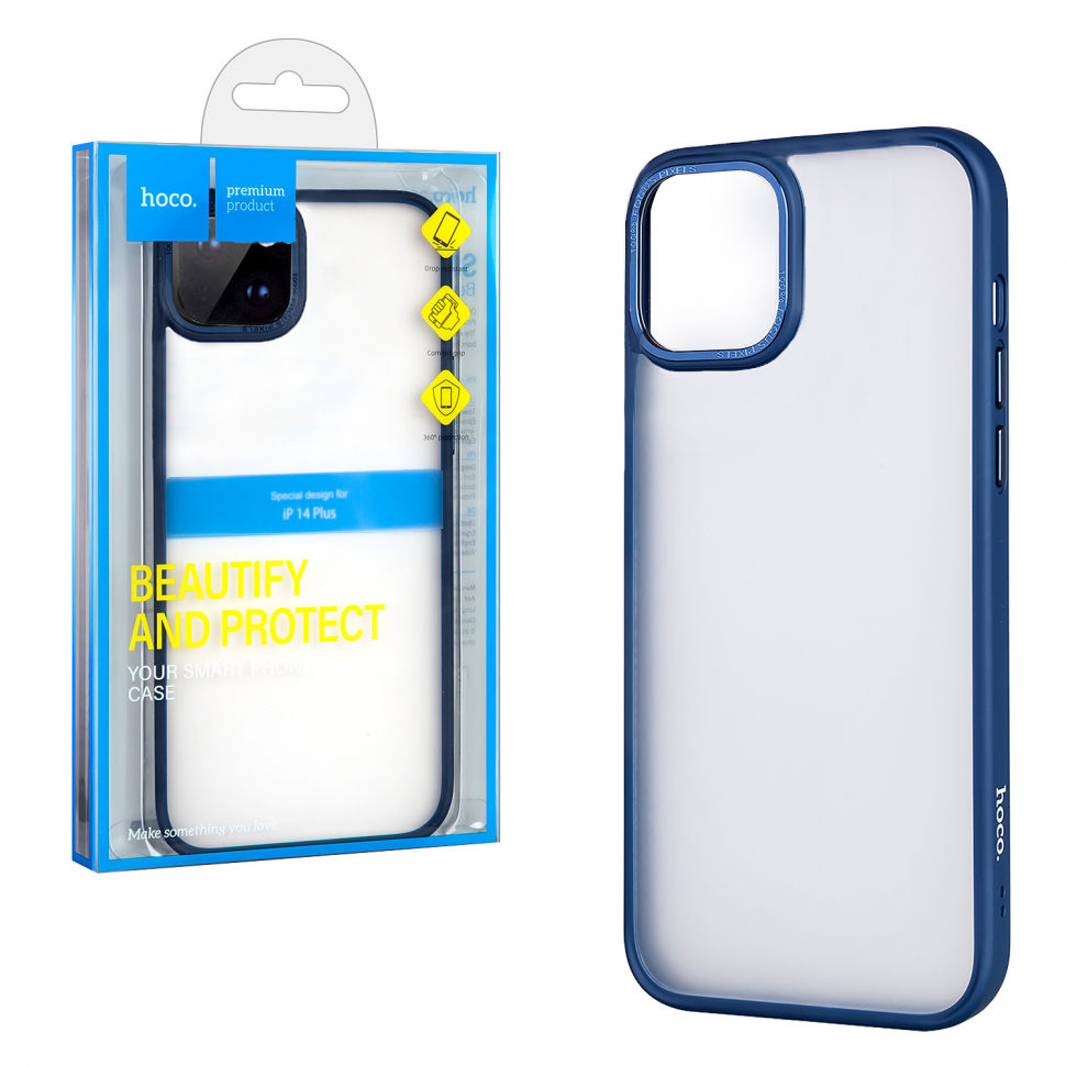 Чехол iPhone 14 Plus (6.7) Hoco Golden Shield Matte (Blue)
