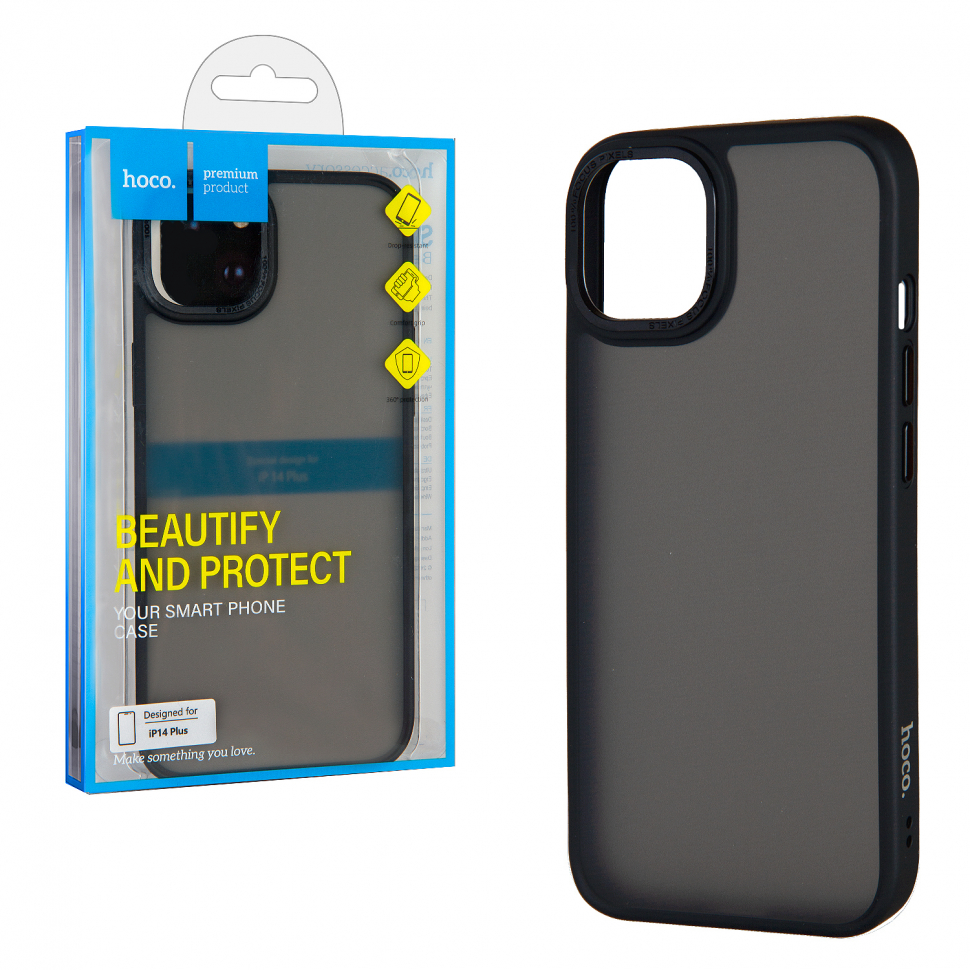 Чехол iPhone 14 Plus (6.7) Hoco Golden Shield Matte (Black)
